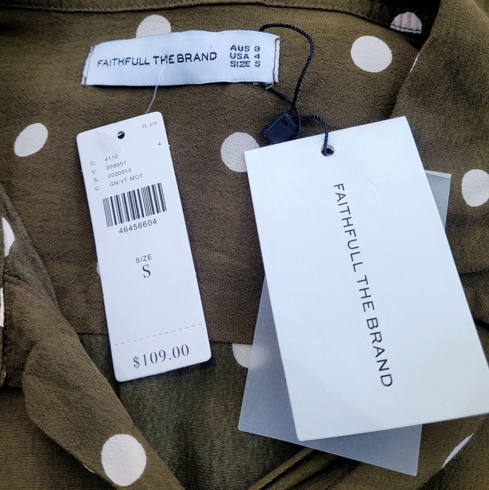 NWT FAITHFULL THE BRAND Rio Shirt Tie Front Relaxed Fit Ronja Polka Dot Small - Picture 6 of 13